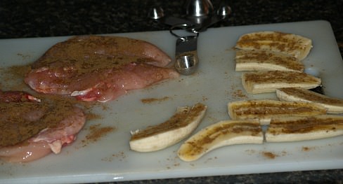 Preparing the Chicken Banana Entree