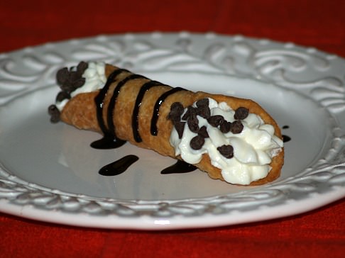 Cannoli Garnished with Mini Chocolate Chips