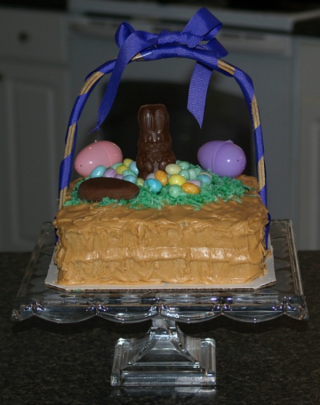 Caramel Cake Recipe Shaped like an Easter Basket