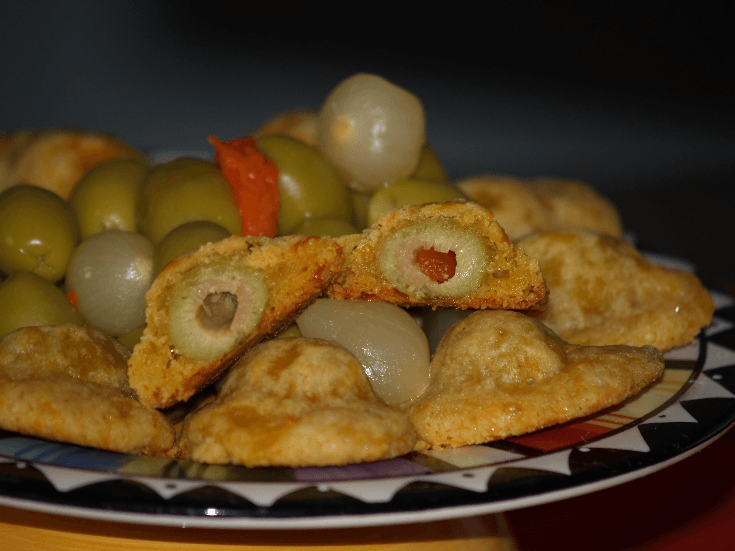 Cheese and Olive Hats Appetizer