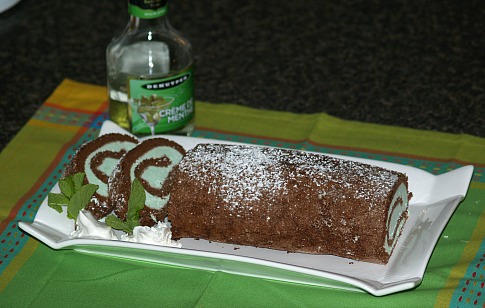 Chocolate Mint Roll Cake