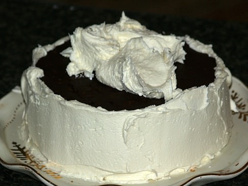 Cake Frosted with White Chocolate Buttercream Frosting