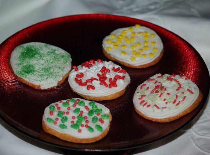 Classic Refrigerator Sugar Cookie Dough Baked Round and Decorated