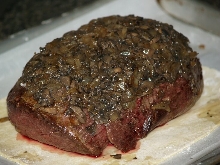 Spread Mushroom Mixture over Bacon