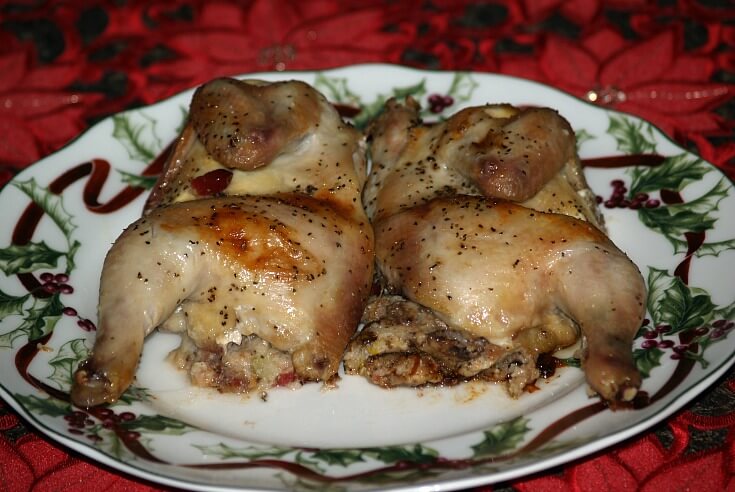 Stuffed Cranberry Hens with Cranberry Dressing