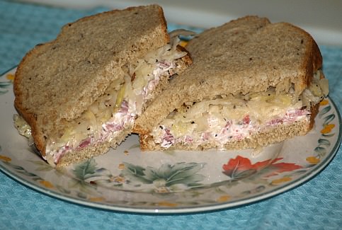 Corned Beef Sandwich with Hot Slaw