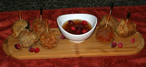 Meatballs Serve with Cranberry Sauce