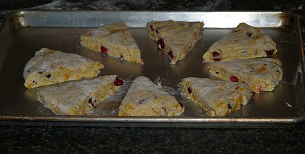 Cranberry Scones placed on Lightly Greased Baking Sheet