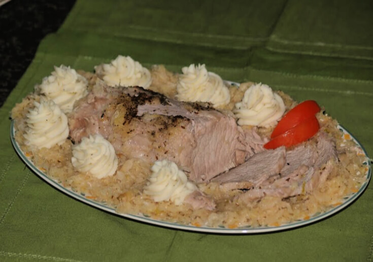 Crock Pot Pork Loin and Sauerkraut with Mashed Potatoes