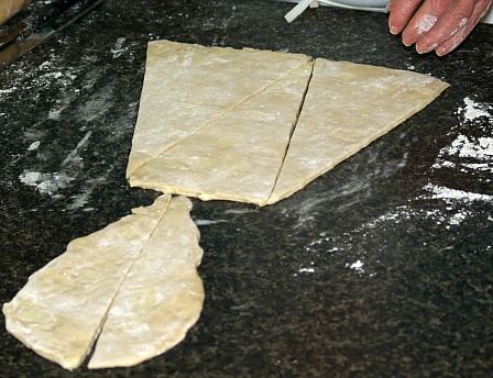 Cut Croissant Dough to Roll