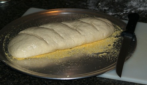 Crusty Italian Bread Recipe Shaped with Slashes