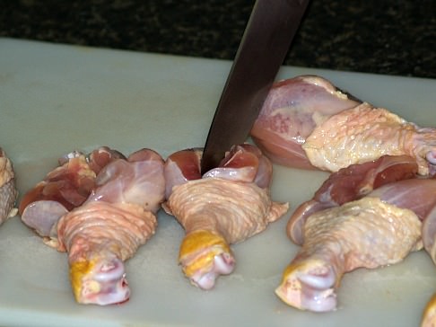 Cutting Thick Part of Chicken Leg