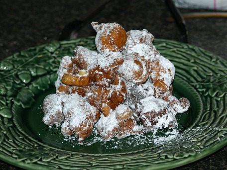 Drop Doughnut Recipe Sprinkled with Powdered Sugar