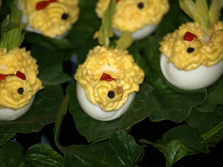 Easter Chicks made from Deviled Eggs