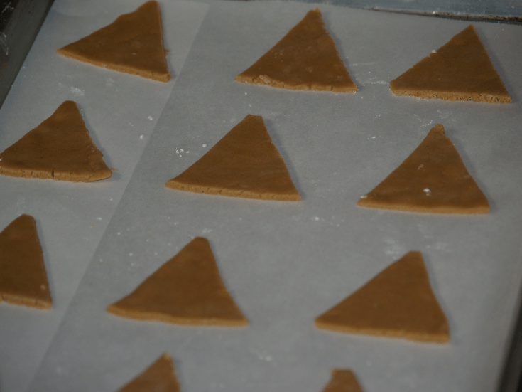 Triangles Cut Out and Ready to Bake