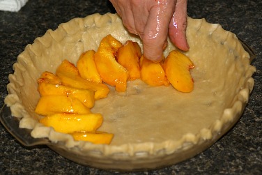 Arrange Peaches on the Bottom of a Pastry Lined Pie Plate