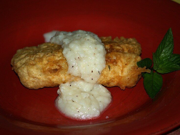 Fried Cod with a Garlic Potato Sauce