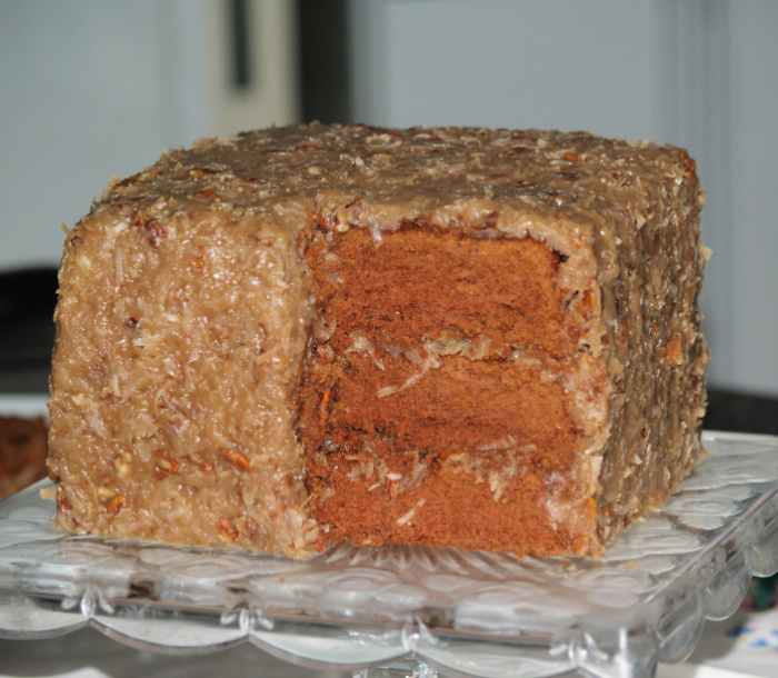 German Chocolate Cake Cut