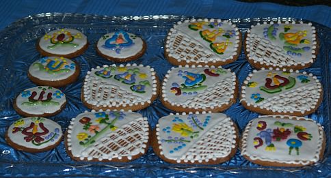 Gingerbread Cookies Cut into Squares and Circles