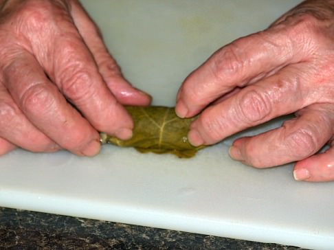 Step Four Stuffing Grape Leaf