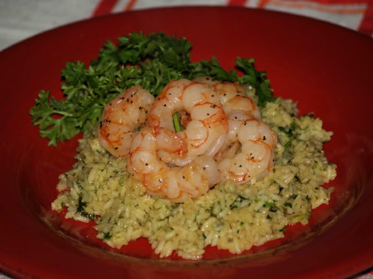 Shrimp and Risotto with Green Parsley Sauce