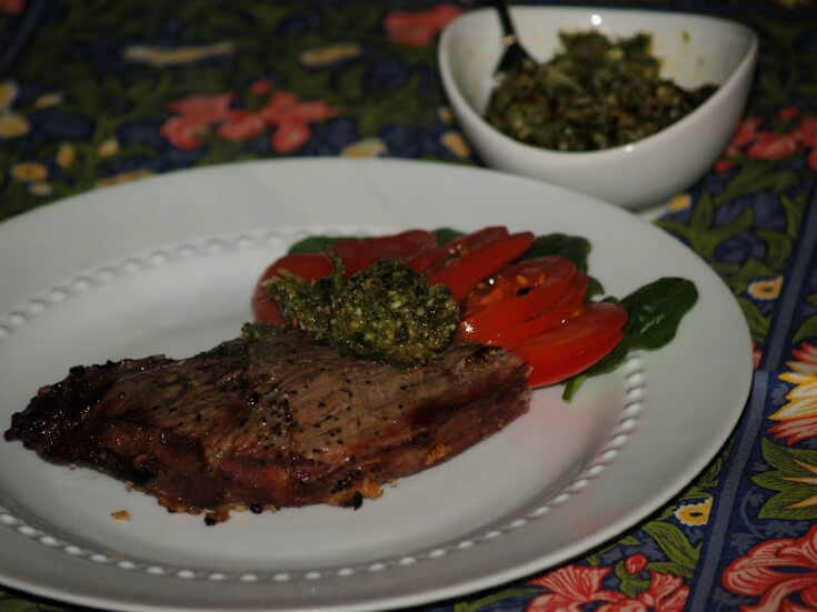 Sirloin Steak Recipe with a Thyme Pesto Sauce