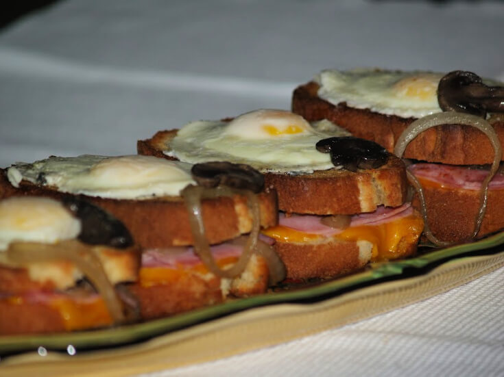 Ham and Cheese and Egg Open Face Sandwich