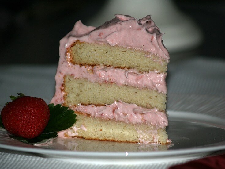 Moist White Strawberry Cake Piece