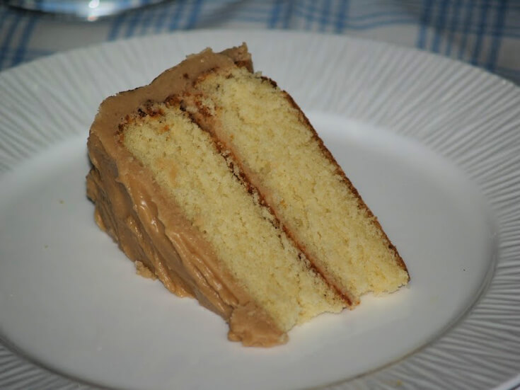 Two Layer Basic Yellow Cake with Caramel Frosting