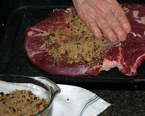 Rubbing Brisket with Irish Spices