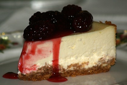 Italian Cheesecake Topped with Fresh Blackberry Topping