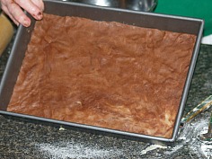 First Layer Chocolate in the Pan