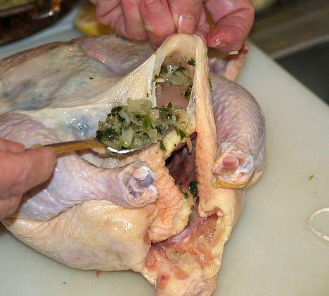 stuffing chicken under the skin