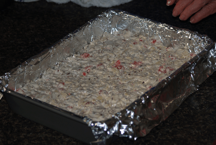 Candy Mixture Poured into Prepared Pan