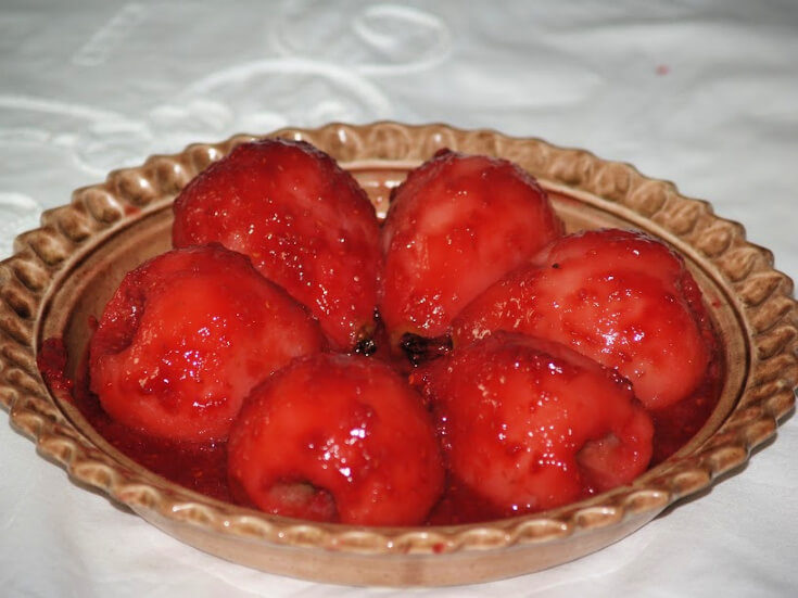 Raspberry Poached Pears