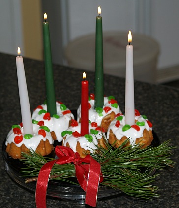 cream cheese pound cake made into a centerpiece