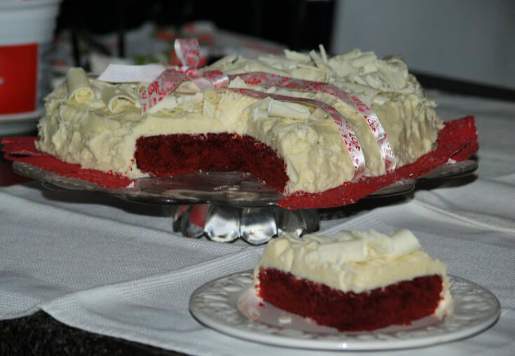 Red Velvet Sheet Cake Cut