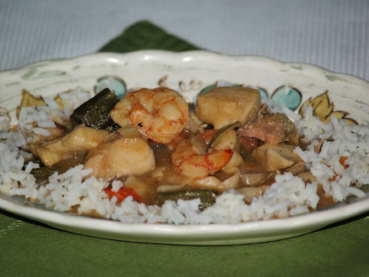 Southern Seafood Gumbo Served with Rice