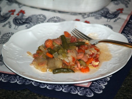 A Serving of Hot Dog Veggie Casserole