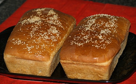 Two Loaves of Sesame Topped Egg Bread