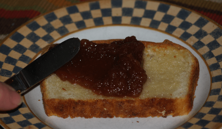 Slow Cooker Apple Butter Spread on Bread