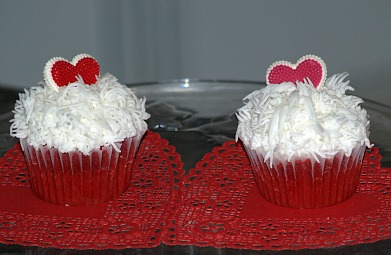 Red Velvet Cupcakes Decorated for Valentine's Day