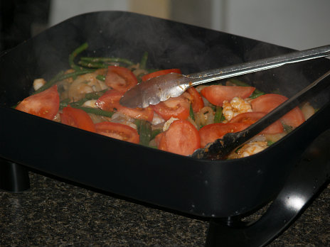 Cooking Green Beans and Shrimp