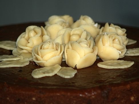 Roses and Leaves made from Almond Paste