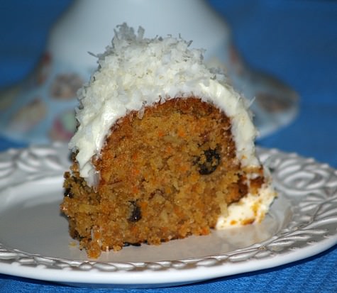 Piece of Coconut Almond Carrot Cake Recipe