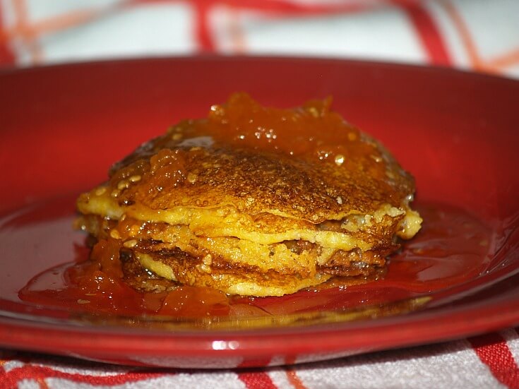 Cornmeal Pancakes Served with Tomato Preserves