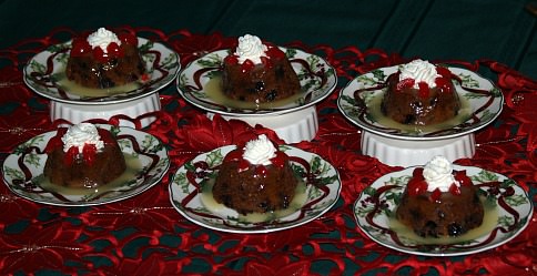 Cranberry Pudding with a Vanilla Cream Sauce