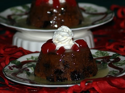 Cranberry Pudding with a Vanilla Cream Sauce