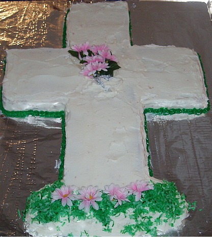 Large Cross Cake to Celebrate the Easter Resurrection