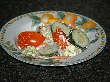 cucumber tomato salad with ice berg lettuce
